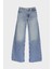 Weslie Açık Mavi Normal Bel Patı Fermuarlı Wideleg Jean Pantolon C 4530-110 1