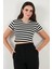 Slim Fit Bisiklet Yaka Çizgili T Shirt Bayan T Shirt 5866110 1