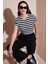 Slim Fit Bisiklet Yaka Çizgili T Shirt Bayan T Shirt 5866110 2