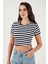 Slim Fit Bisiklet Yaka Çizgili T Shirt Bayan T Shirt 5866110 1