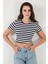 Slim Fit Bisiklet Yaka Çizgili T Shirt Bayan T Shirt 5866110 4