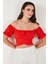 Regular Fit Madonna Yaka Bağlama Detaylı Crop Bluz Bayan Bluz 6527017 2