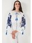 Nakışlı Oversize Fit Bağlamalı Hakim Yaka Gömlek Bayan Gömlek 676206 5