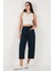 Pamuklu Relaxed Fit Yüksek Bel Geniş Kısa Paça Pantolon Bayan Pantolon 668YP5318 4