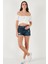 Regular Fit Madonna Yaka Bağlama Detaylı Crop Bluz Bayan Bluz 6527017 4