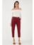 Streç Pamuklu Regular Fit Yüksek Bel Düz Kısa Paça Kemerli Pantolon Bayan Pantolon 668YP5335 1