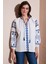 Nakış Işlemeli Pamuklu Oversize Fit Bağlamalı V Yaka Bluz Bayan Bluz 676271 2