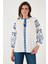 Nakış Işlemeli Pamuklu Oversize Fit Bağlamalı V Yaka Bluz Bayan Bluz 676271 5