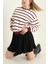 Kadın Cool Oversize Kalıp Bisiklet Yaka Kalın Basic Üç Iplik Içi Şardonlu Çizgili Sweatshirt 1