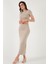 Slim Fit Yırtmaç Detaylı Uzun Etekli Crop Takım Bayan Takım 5866148 2