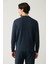 Erkek Lacivert Bisiklet Yaka İnterlok Baskılı Regular Fit Sweatshirt A41Y1203 4