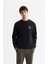 Erkek Siyah Bisiklet Yaka Pamuklu Baskılı Elastan Sweatshirt A42Y1286 1