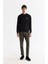 Erkek Siyah Bisiklet Yaka Pamuklu Baskılı Elastan Sweatshirt A42Y1286 5