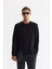 Erkek Siyah Bisiklet Yaka Pamuklu Baskılı Elastan Sweatshirt A42Y1227 1