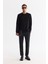 Erkek Siyah Bisiklet Yaka Pamuklu Baskılı Elastan Sweatshirt A42Y1227 5