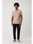 Erkek Vizon Fermuarlı Rayon Fitil Örgülü Polo Yaka Triko T-shirt A41y5073 5