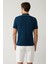 Erkek Lacivert %100 Pamuk 3 Düğmeli Jakarlı Polo Yaka T-Shirt A41Y1147 4