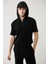 Erkek Siyah Kapüşonlu Jersey Garnili T-shirt A41y1233 1