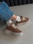 Kadın Sneaker Taba Süet Yüksek Taban Bağcıklı Spor Ayakkabı Leopar Desenli Azin 1