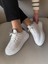 Kadın Sneaker Beyaz Yüksek Taban Bağcıklı Spor Ayakkabı Leopar Desenli Azin 5