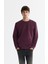 Erkek Bordo Bisiklet Yaka Pamuklu Baskılı Elastan Sweatshirt A42Y1267 1