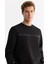 Erkek Siyah Bisiklet Yaka Pamuklu Baskılı Elastan Sweatshirt A42y1267 2