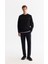 Erkek Siyah Bisiklet Yaka Pamuklu Baskılı Elastan Sweatshirt A42y1267 5