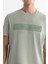 Erkek Mint Yeşil Bisiklet Yaka Baskılı Elastan Regular Fit T-Shirt A42Y1011 2