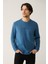 Erkek Indigo Bisiklet Yaka Interlok Baskılı Sweatshirt A41y1246 1