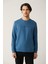 Erkek Indigo Bisiklet Yaka Interlok Baskılı Sweatshirt A41y1246 3