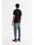 Erkek Siyah Bisiklet Yaka Baskılı Elastan T-shirt A42y1011 4