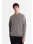 Erkek Gri Bisiklet Yaka Pamuklu Baskılı Elastan Sweatshirt A42Y1267 1
