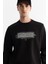 Erkek Siyah Bisiklet Yaka Kolay Ütülenebilir Pamuklu Sweatshirt A42y1270 2