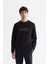 Erkek Siyah Bisiklet Yaka Pamuklu Baskılı Elastan Sweatshirt A42Y1229 1