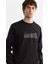 Erkek Siyah Bisiklet Yaka Pamuklu Baskılı Elastan Sweatshirt A42Y1229 2