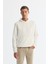 Erkek Ekru Kapüşonlu Baskılı Elastan Sweatshirt A42y1332 1