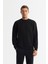 Erkek Siyah Bisiklet Yaka Baskılı Elastan Sweatshirt A42y1275 1