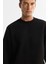 Erkek Siyah Bisiklet Yaka Baskılı Elastan Sweatshirt A42y1275 2