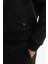 Erkek Siyah Bisiklet Yaka Baskılı Elastan Sweatshirt A42y1275 3