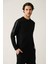 Erkek Siyah Bisiklet Yaka Interlok Baskılı Sweatshirt A41y1203 1