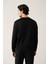 Erkek Siyah Bisiklet Yaka Interlok Baskılı Sweatshirt A41y1203 4