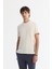 Erkek Ekru Bisiklet Yaka Baskılı Elastan T-Shirt A42Y1017 1