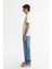 Erkek Ekru Bisiklet Yaka Baskılı Elastan T-shirt A42y1011 2