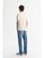 Erkek Ekru Bisiklet Yaka Baskılı Elastan T-shirt A42y1011 3