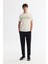 Erkek Ekru Bisiklet Yaka Interlok Elastan T-shirt A42y1005 5