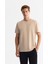 Erkek Bej Bisiklet Yaka Baskılı Elastan T-shirt A42y1017 1