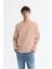 Erkek Pembe Bisiklet Yaka Pamuklu Baskılı Elastan Sweatshirt A42Y1221 1