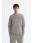 Erkek Gri Bisiklet Yaka Baskılı Soft Touch Sweatshirt A42Y1307 1