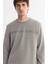 Erkek Gri Bisiklet Yaka Baskılı Soft Touch Sweatshirt A42Y1307 2