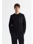 Erkek Siyah Bisiklet Yaka Pamuklu Baskılı Elastan Regular Fit Sweatshirt A42Y1240 1
